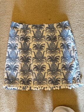 Lilly Pulitzer Navy Pineapple Print Pencil Skirt on White